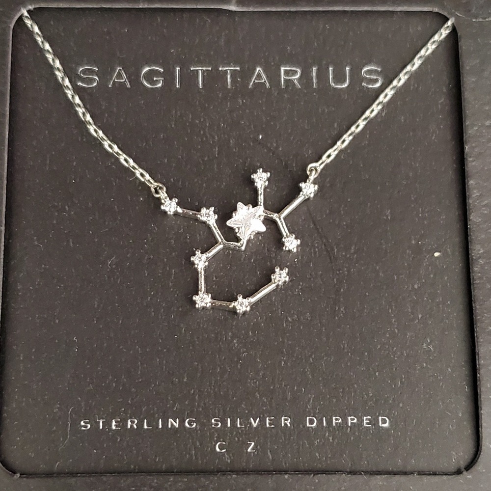 Secretbox Sagittarius Necklace Sterling Silver Dipped with Crystals New in‎ Box